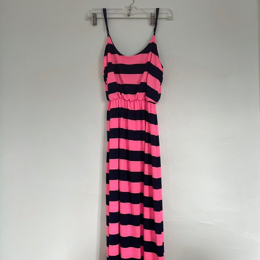 Pinkblush Pink and Black Striped Maxi Dress